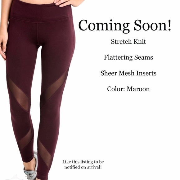‼️Last 1‼️Maroon Mesh Insert Leggings - Picture 4 of 8